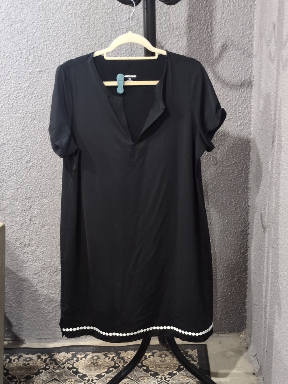 Women's Black Short-Sleeve Swim Dress